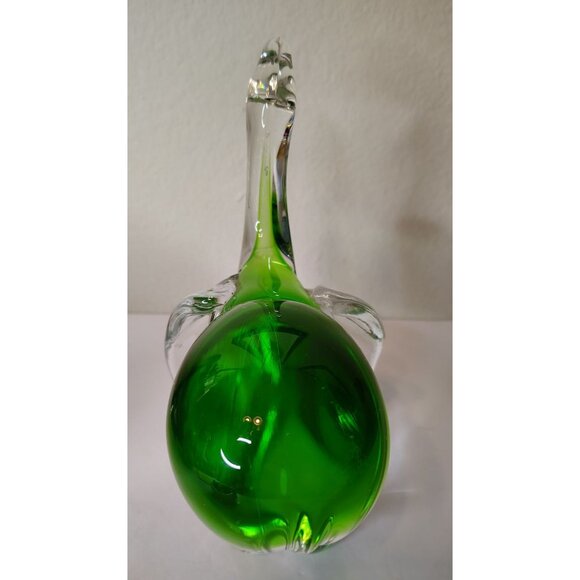 Art Glass Trunk Up Glass Elephant Figurine, Good Luck, Clear and Green, 8" - Picture 4 of 6